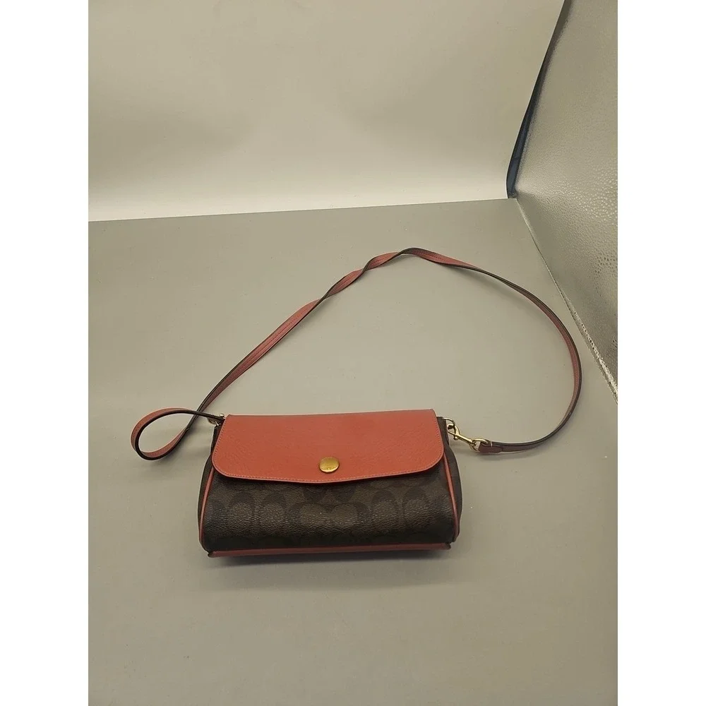 Coach Signature Reversible 2 IN 1 Crossbody Bag‎ Magnet Rose Brown F59534